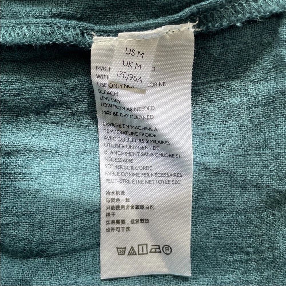 Free People Embroidered Boho Peasant Tunic Top Teal Blue Women’s Medium - Picture 11 of 16